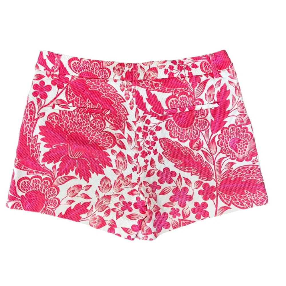 KENAR women’s pink and white floral paisley textured cotton shorts size 6